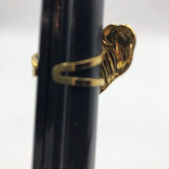 18K Gold Plated Women's Statement Heart Ring Faux Pearls Open Back Adjust Size - Picture 11 of 15